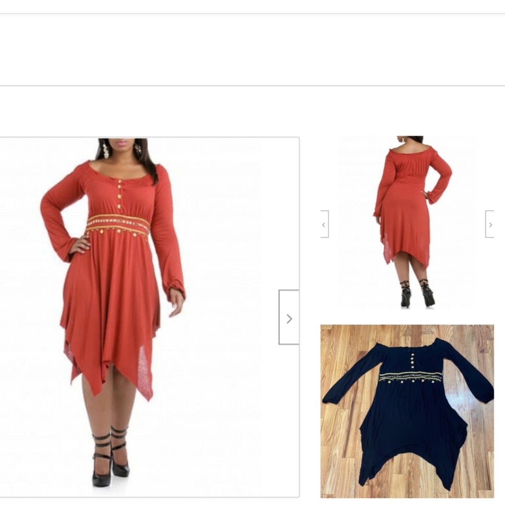 NEW Boho Chic Rocawear Y2K High Low Gypsy Tunic Dress BLACK 2X PLUS SIZE